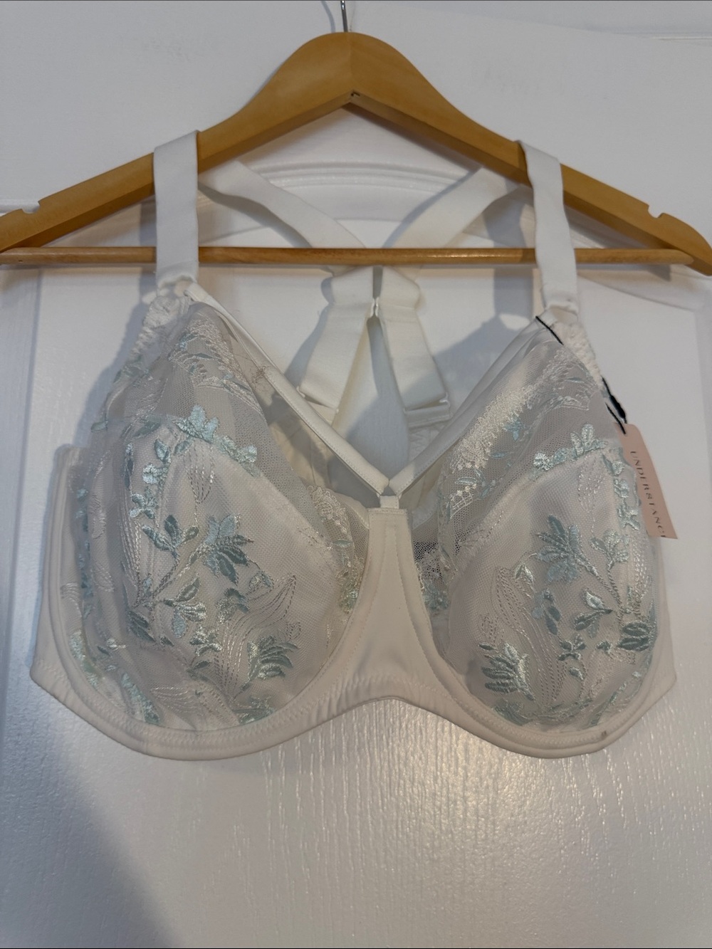 UNDERSTANCE Tasha Strappy Plunge FlexWire Bra White Mint 36I NWT